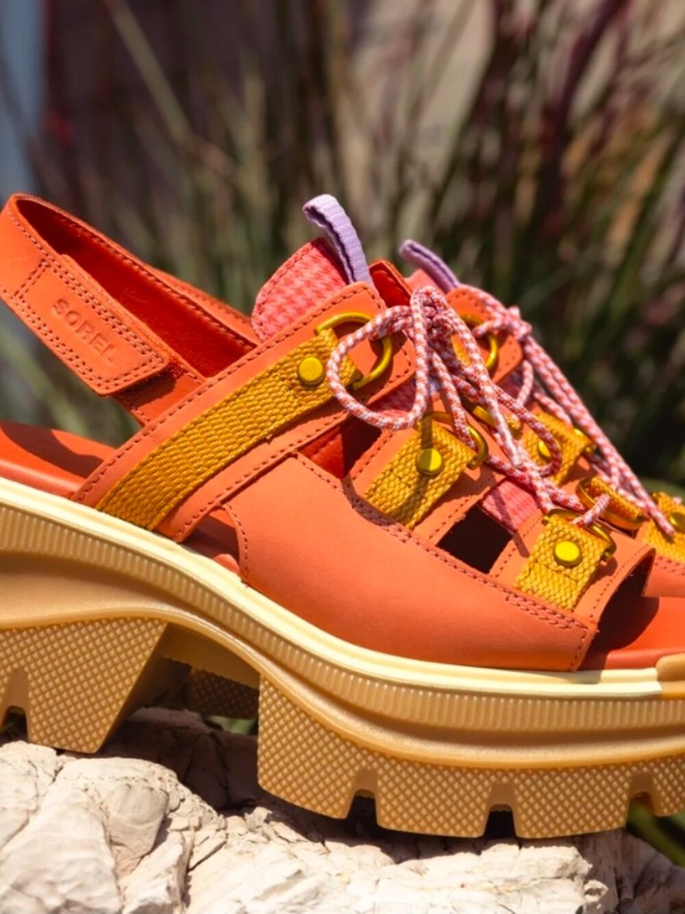 Sorel Rein CB Lace Platform Sandal Tuscan/Gum Women's Size 10 NEW Maximalism